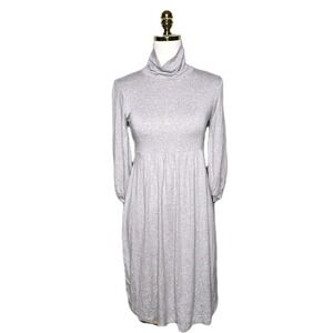 OLIAN Maternity Turtleneck Midi Dress XS Gray Tie Back Long Sleeve NWT